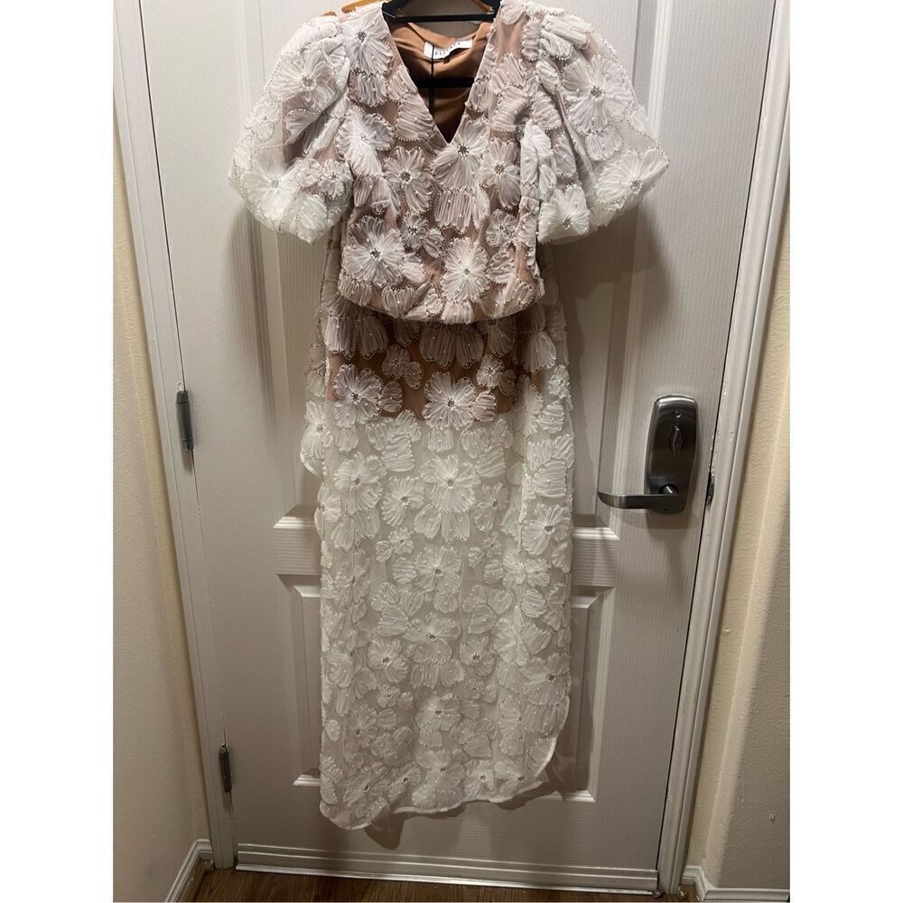 Elliatt Indira Floral Top & Skirt Set in Mesh White bridal bachelorette NWT$650 - Picture 8 of 16